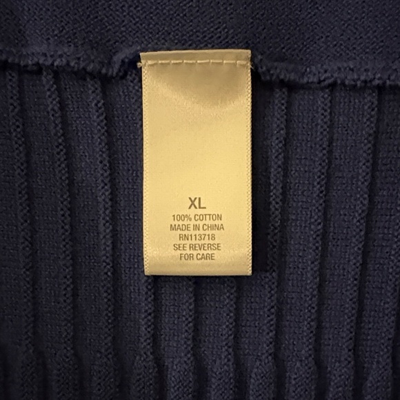 Navy Blue Cropped Ribbed Cardigan - Picture 4 of 6